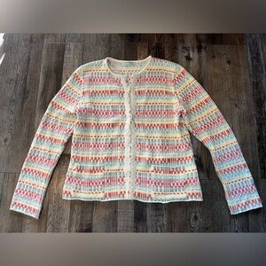 Anthropologie Aldomartins Weave Knitted Colorful Cardigan Jacket Size 12